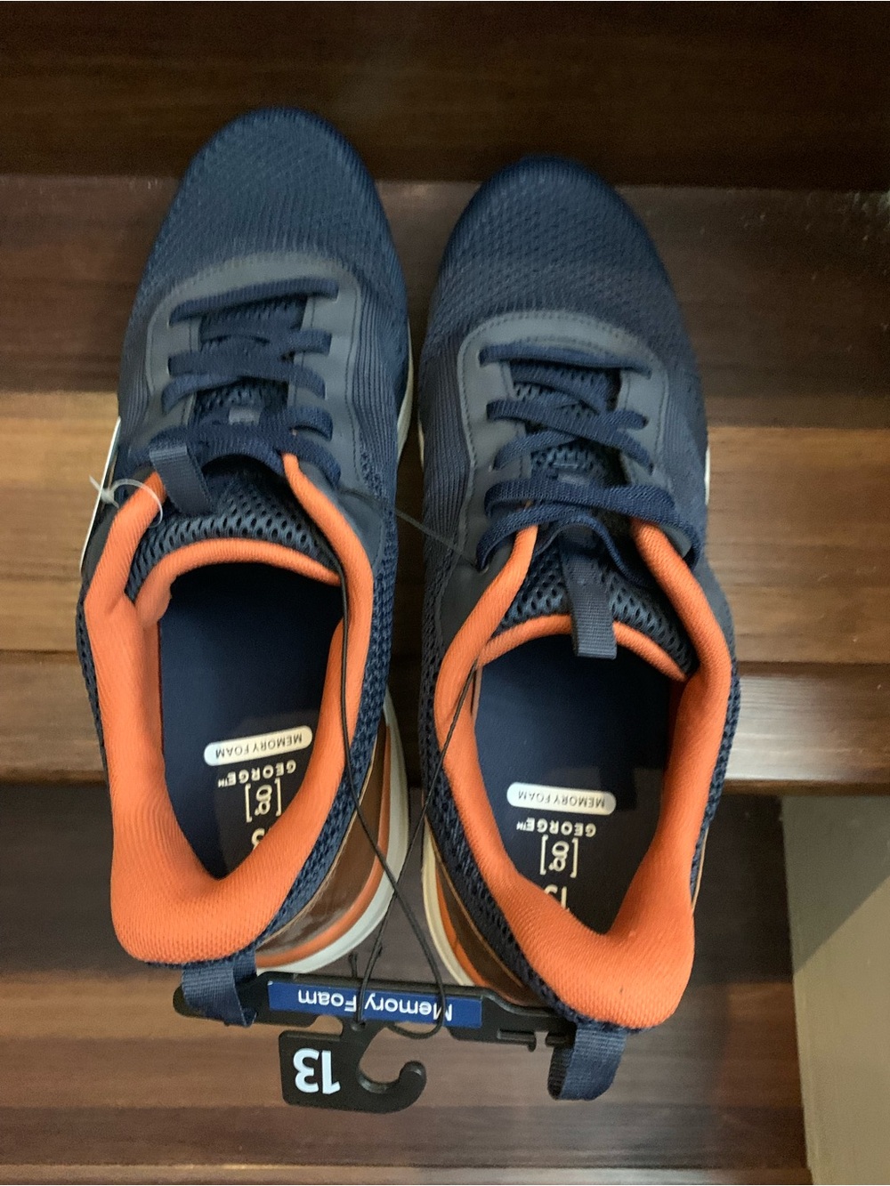 New Men’s George Men's Navy and Orange Athletic Memory Foam Sneakers. Size 13 - Picture 6 of 11